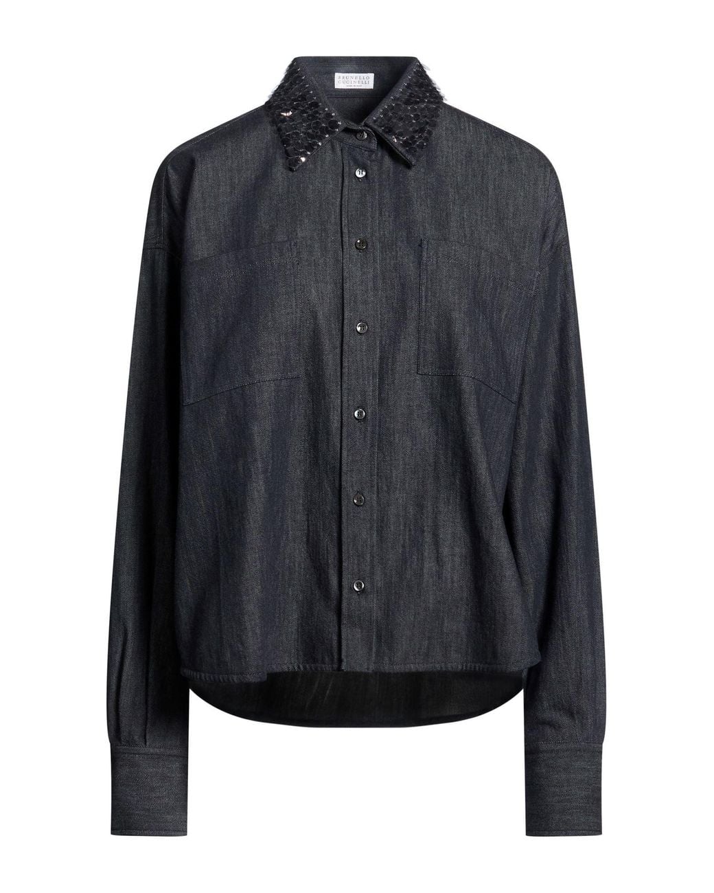 Brunello Cucinelli Black Denim Shirt Cotton