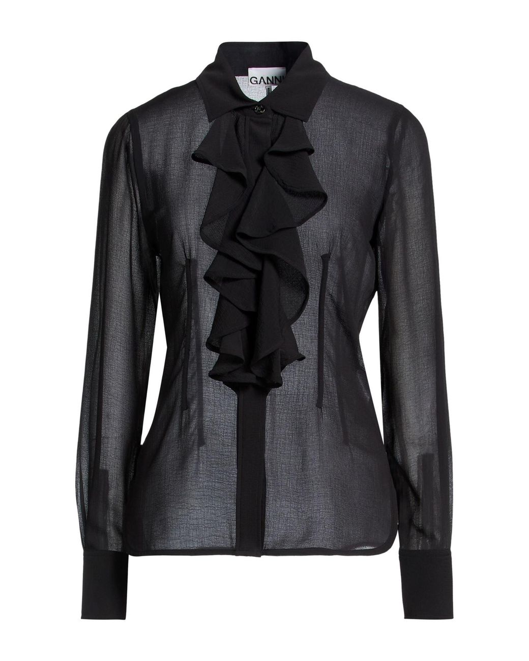 Ganni Black Shirt Recycled Polyester