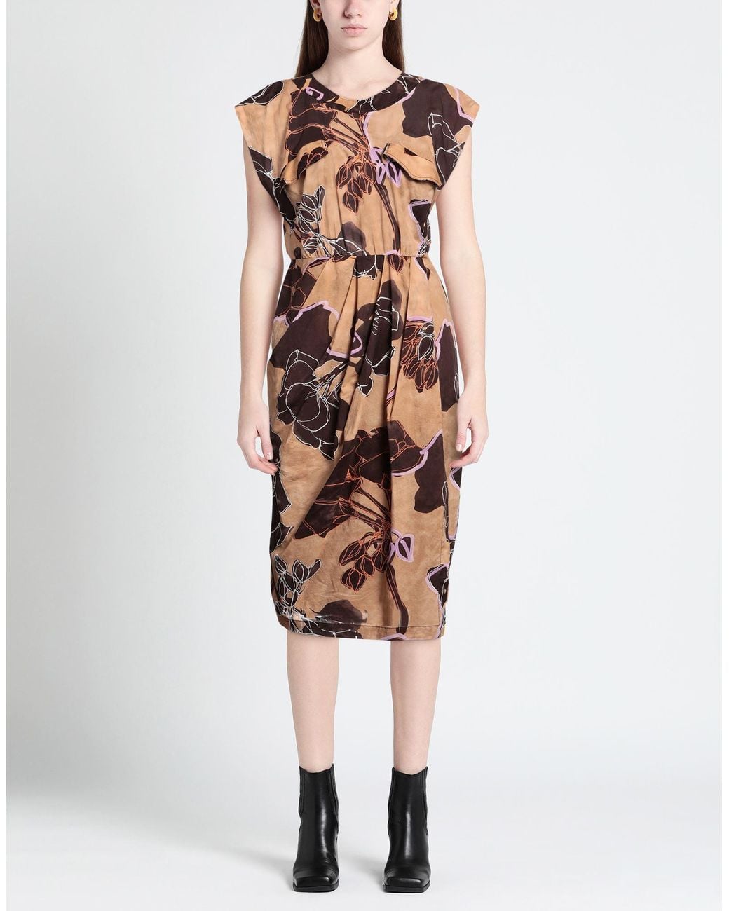 Tela Brown Midi Dress Cotton