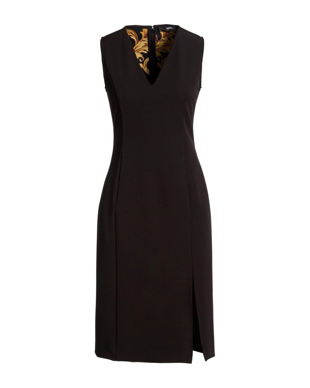 Versace Black Midi Dress Polyester, Elastane