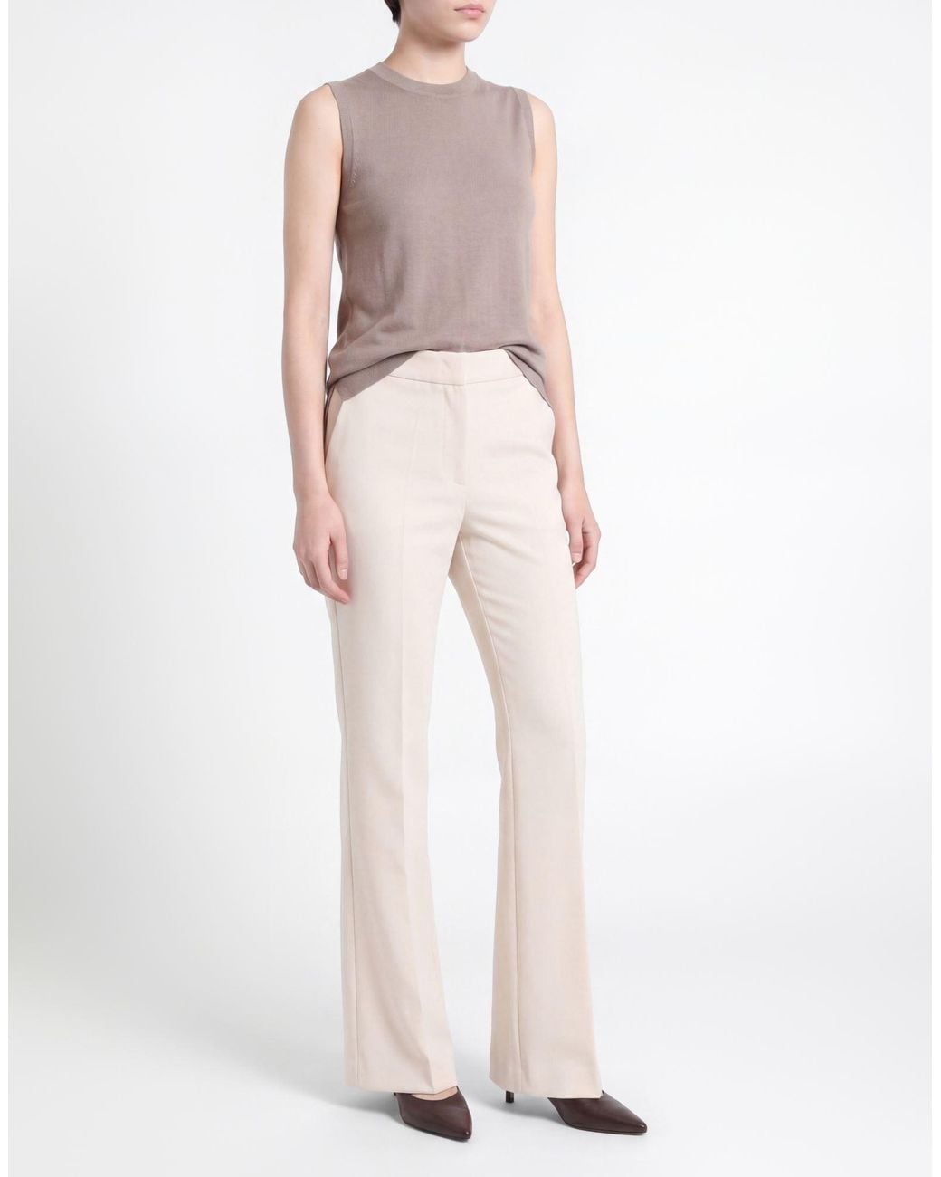 SILENCE LIMITED White Cream Pants Polyester, Elastane