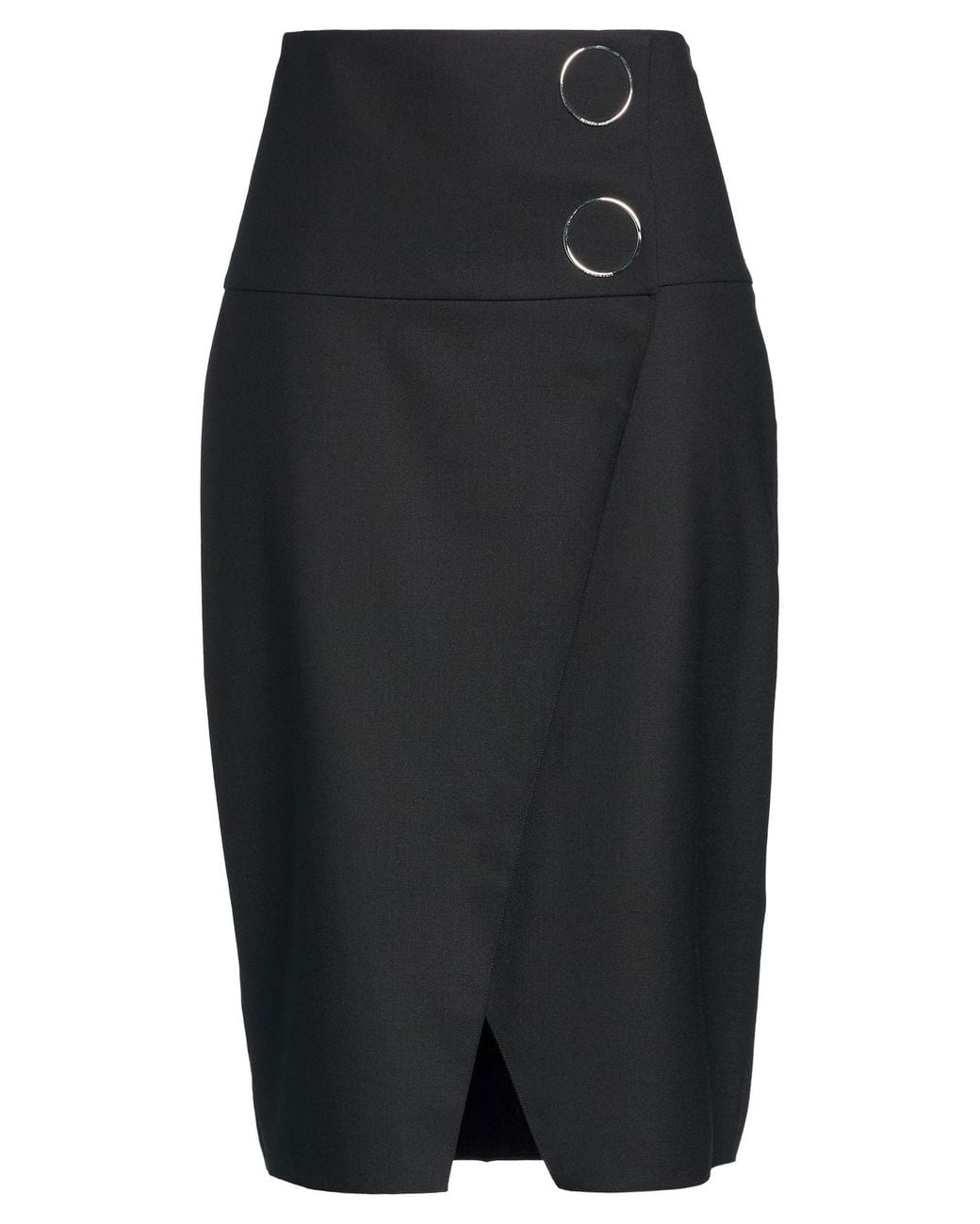 Patrizia Pepe Black Midi Skirt Polyester, Virgin Wool, Elastane