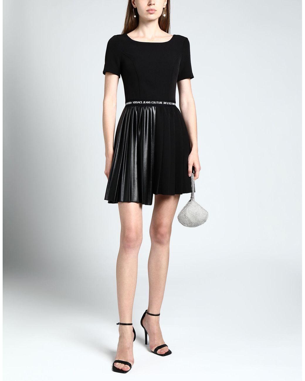 Versace Jeans Couture Black Mini Dress Polyester, Elastane, Polyurethane