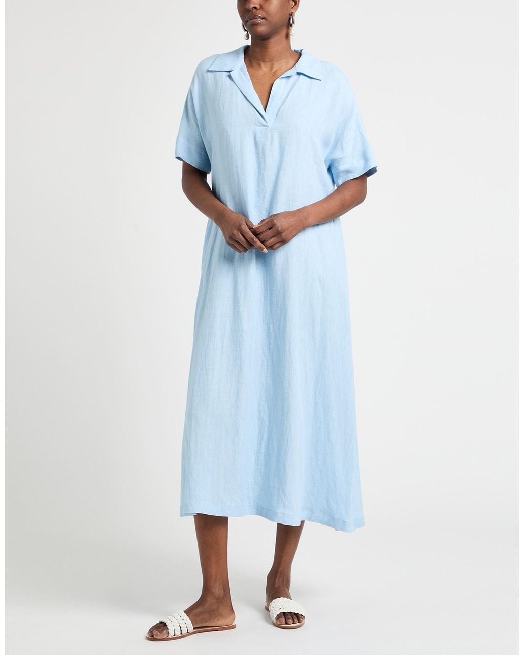 Eleventy Blue Light Maxi Dress Linen