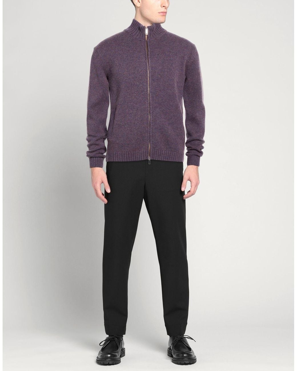 Daniele Fiesoli Purple Cardigan Merino Wool for men