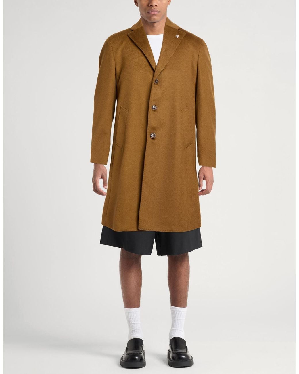 Lubiam Brown Coat Virgin Wool, Cashmere for men