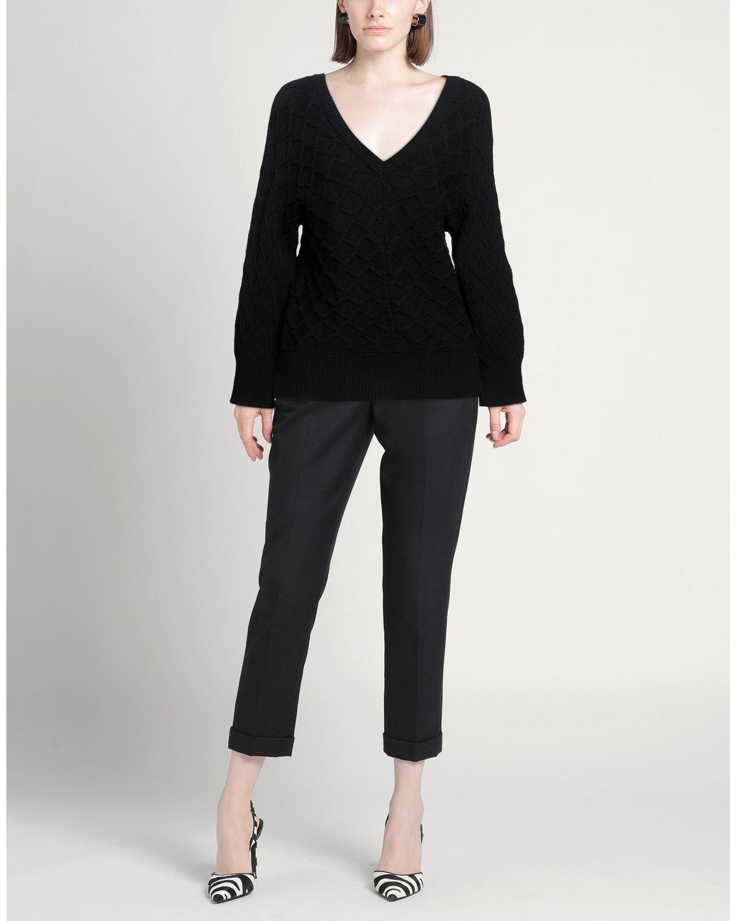 Soallure Black Sweater Viscose, Polyester