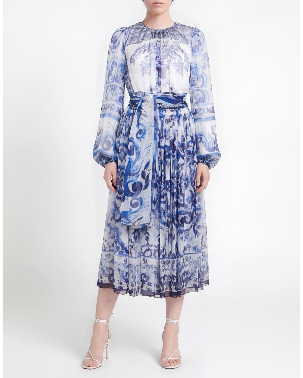Dolce & Gabbana Blue Midi Dress Silk