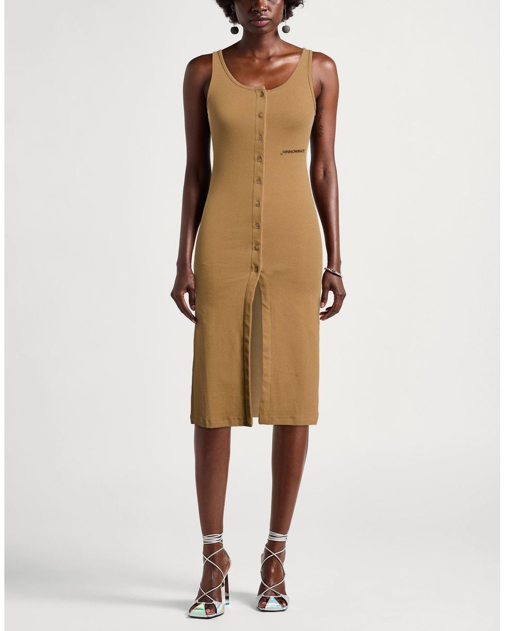 hinnominate Natural Midi Dress Cotton, Elastane