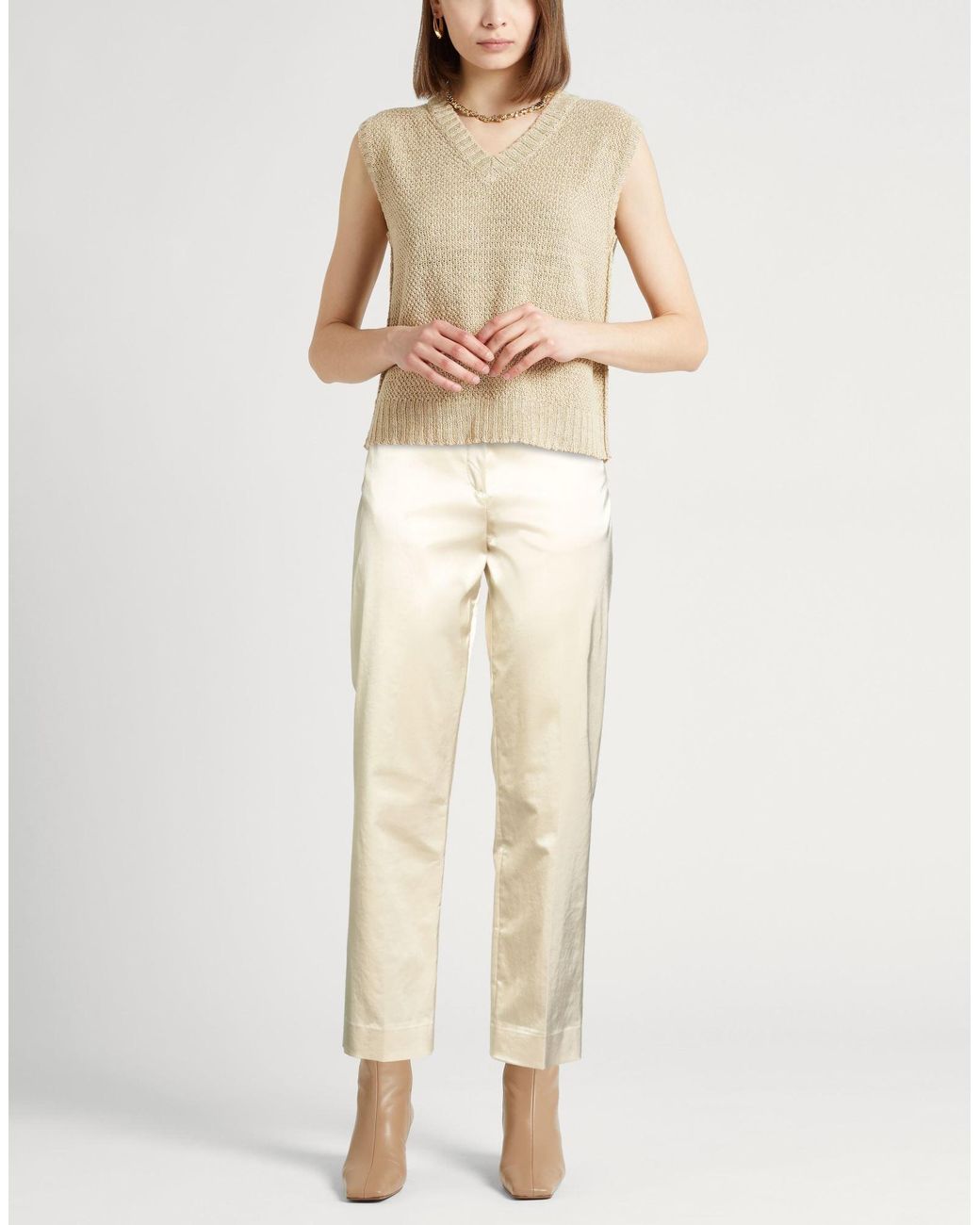 Totême  Natural Ivory Pants Cotton, Viscose, Elastane