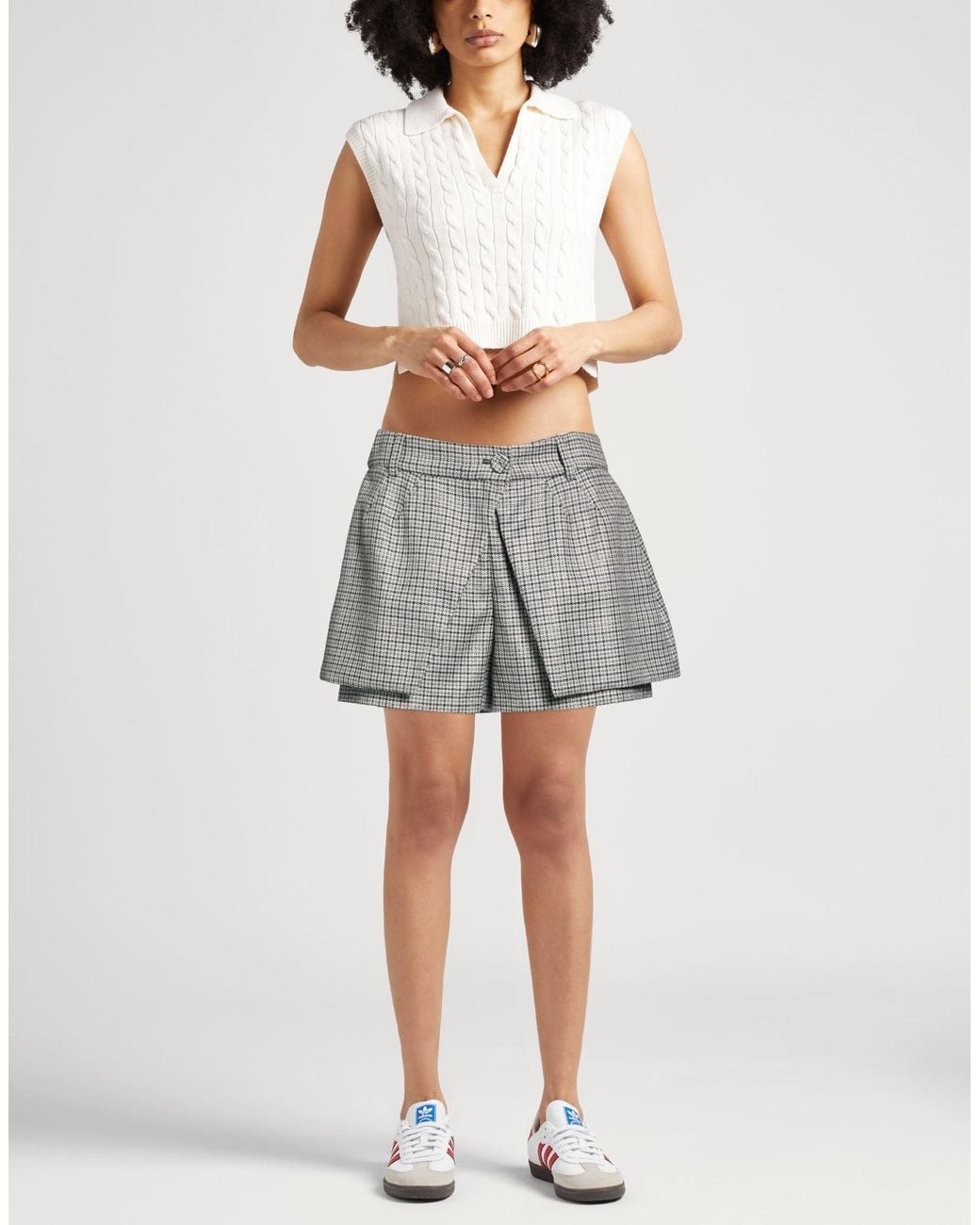 DES_PHEMMES Gray Shorts & Bermuda Shorts Virgin Wool, Polyester