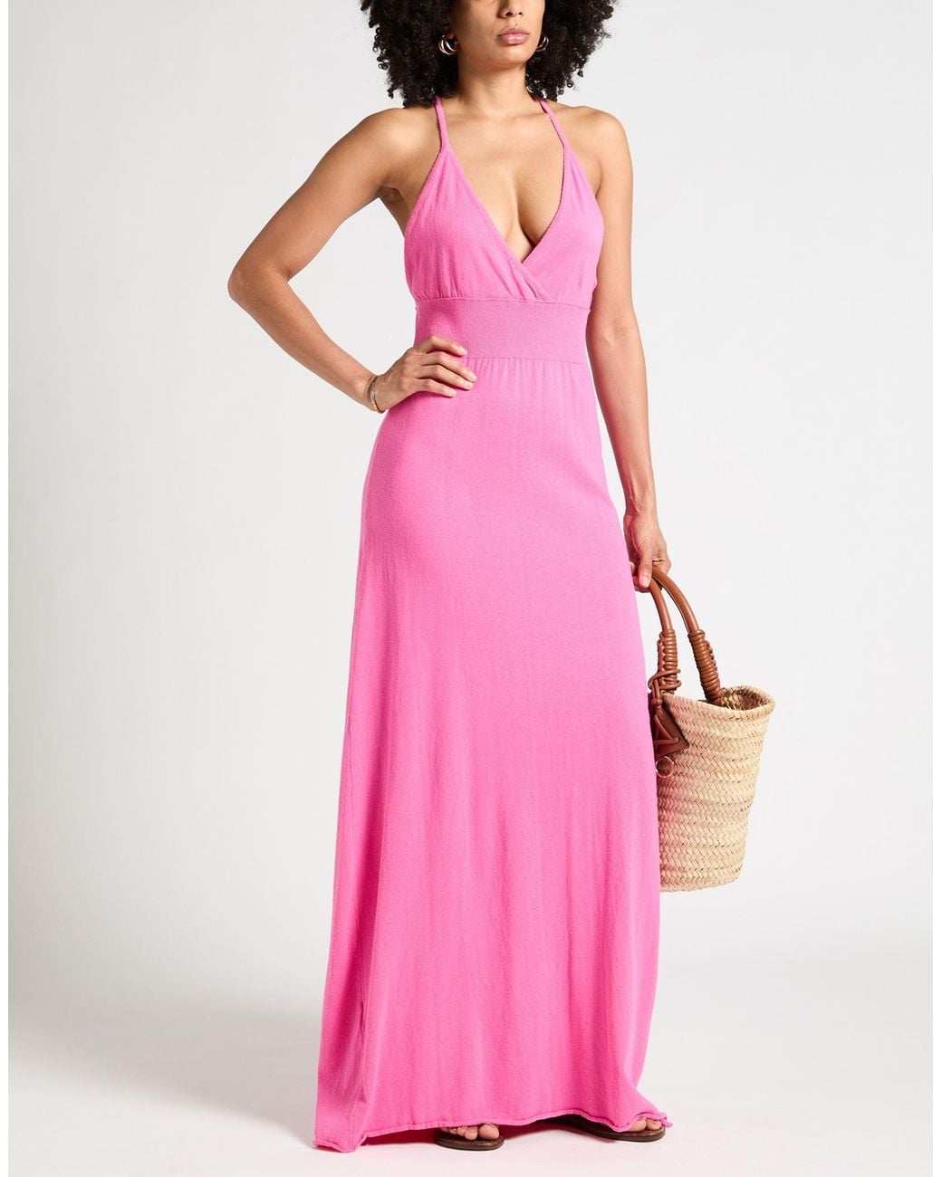 Suoli Pink Fuchsia Maxi Dress Cotton