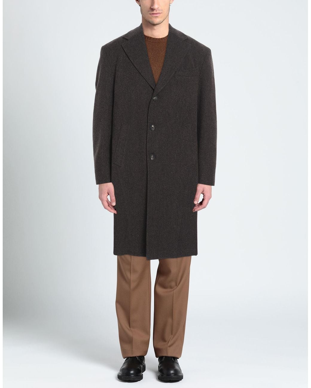 Giampaolo Black Overcoat & Trench Coat for men
