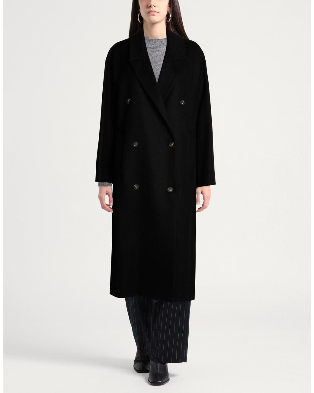 ANNIE PARIS Black Coat Virgin Wool, Polyamide, Cashmere