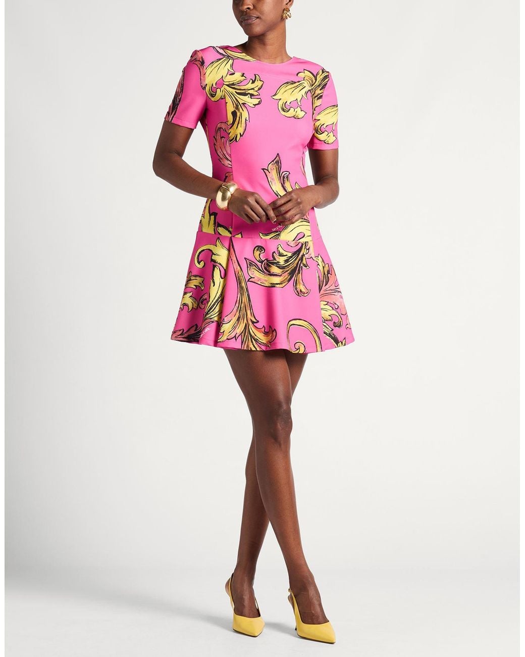 Versace Jeans Couture Pink Mini Dress Polyester, Elastane