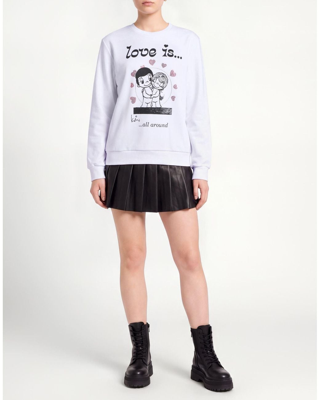 Gaelle Paris White Sweatshirt Cotton, Polyester