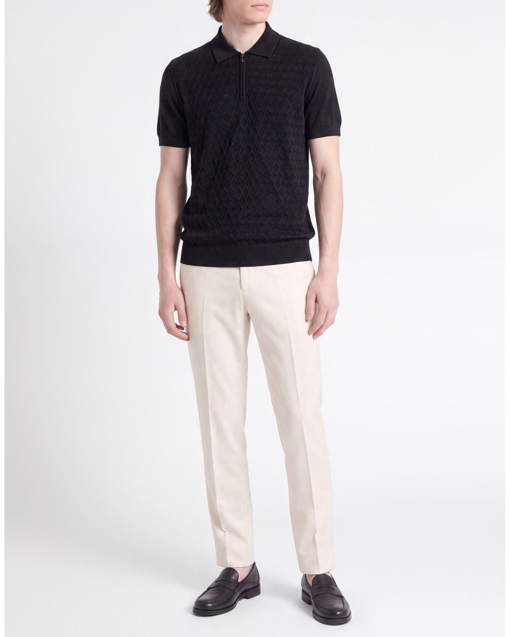 Fedeli Black Polo Shirt Cotton for men