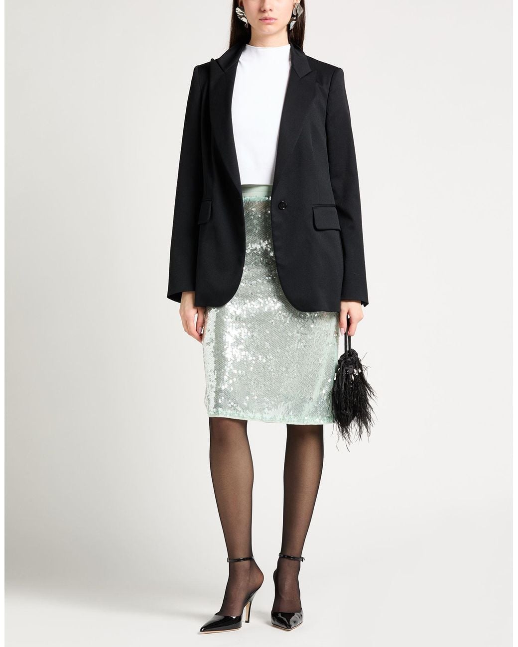 Roberto Collina Gray Light Midi Skirt Polyester, Cotton, Nylon