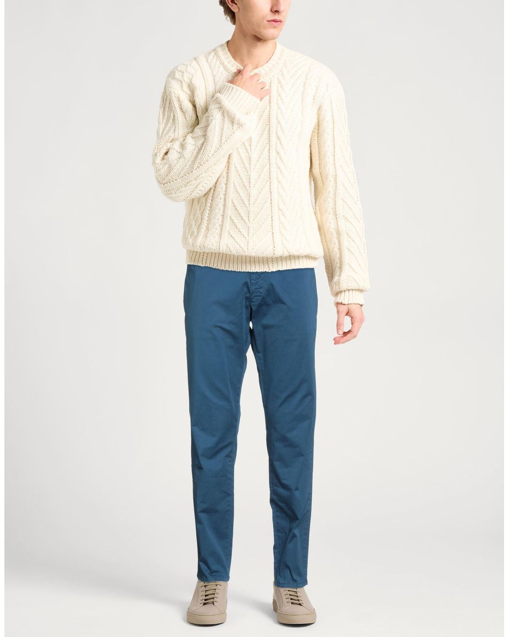 Jeckerson Blue Pants Cotton, Elastane for men