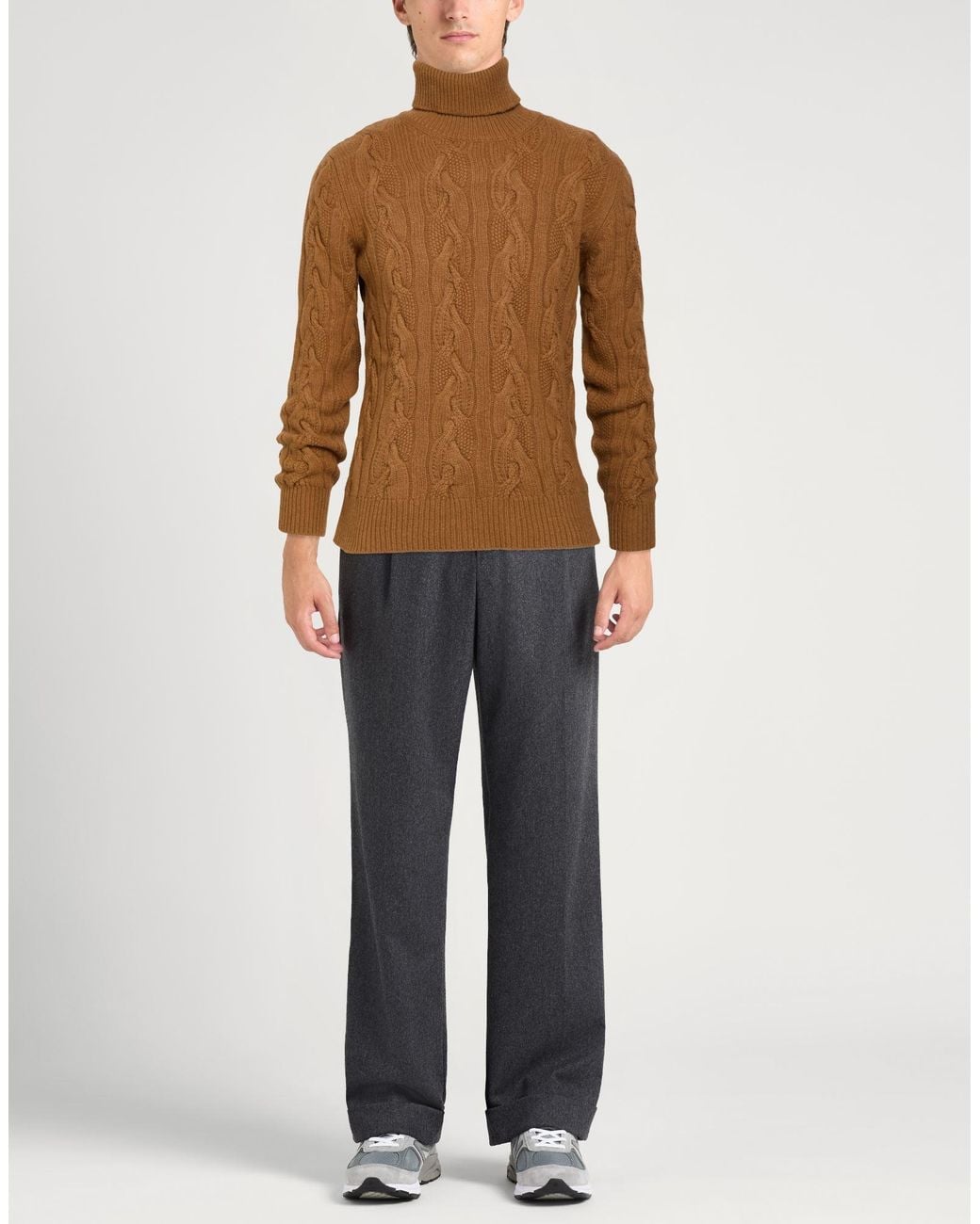 Altea Brown Camel Turtleneck Virgin Wool for men