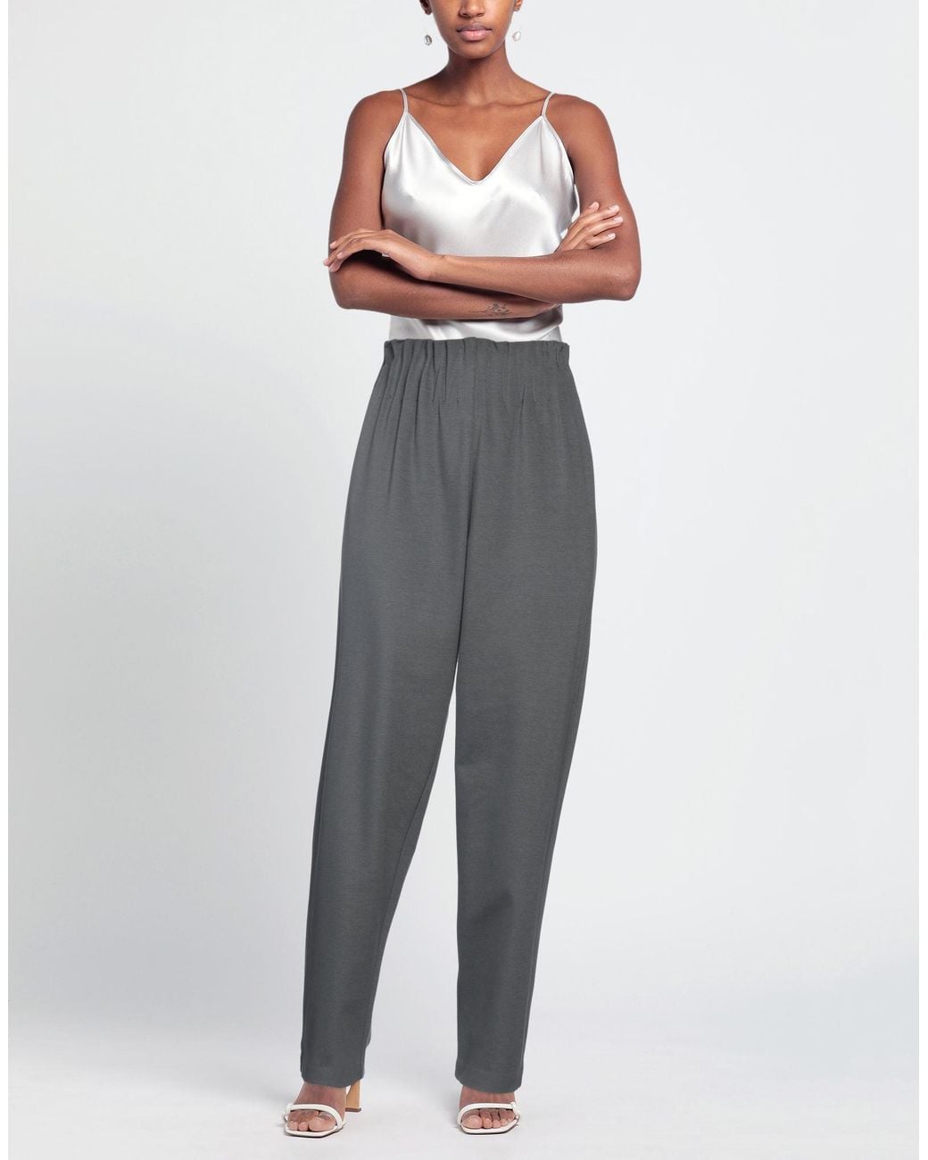 MEIMEIJ Gray Lead Pants Viscose, Polyamide, Elastane