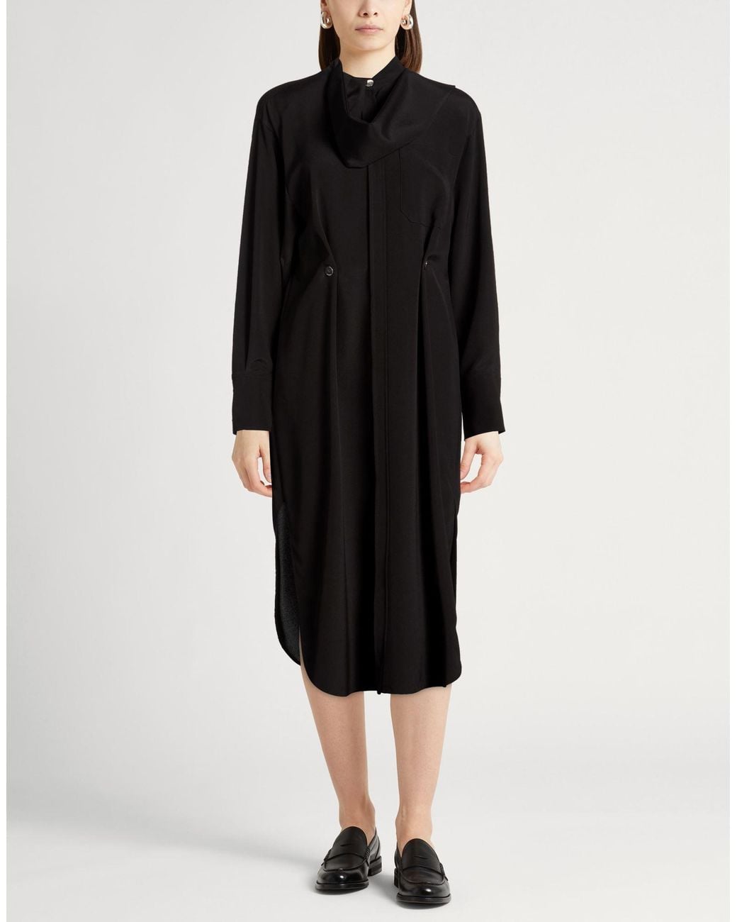 Sportmax Black Midi Dress Silk, Elastane