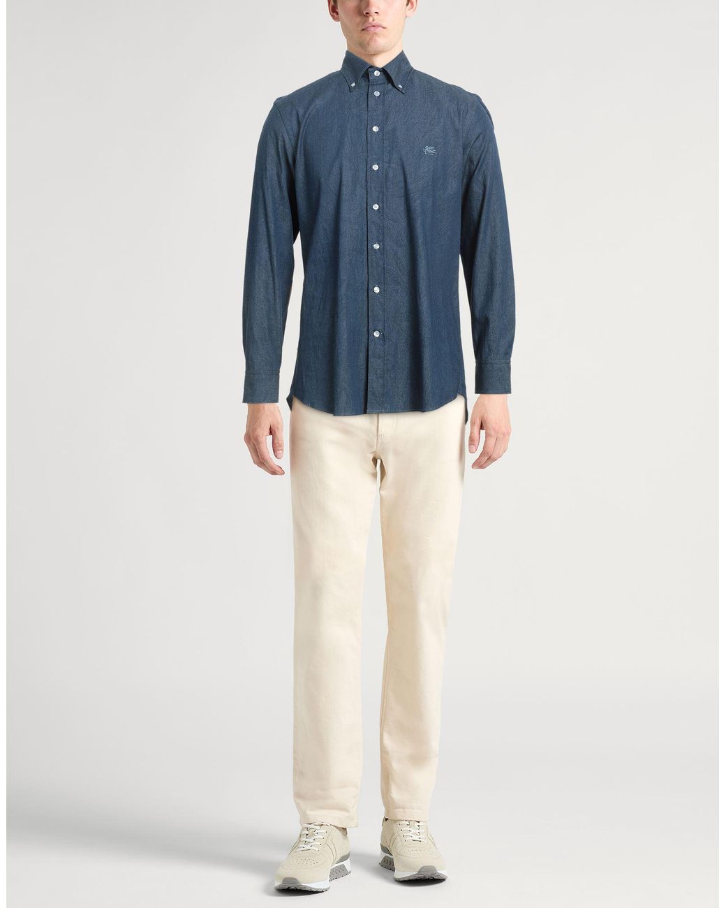 Etro Blue Denim Shirt Cotton for men