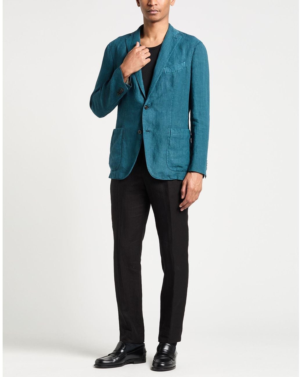 Boglioli Blue Blazer Linen for men