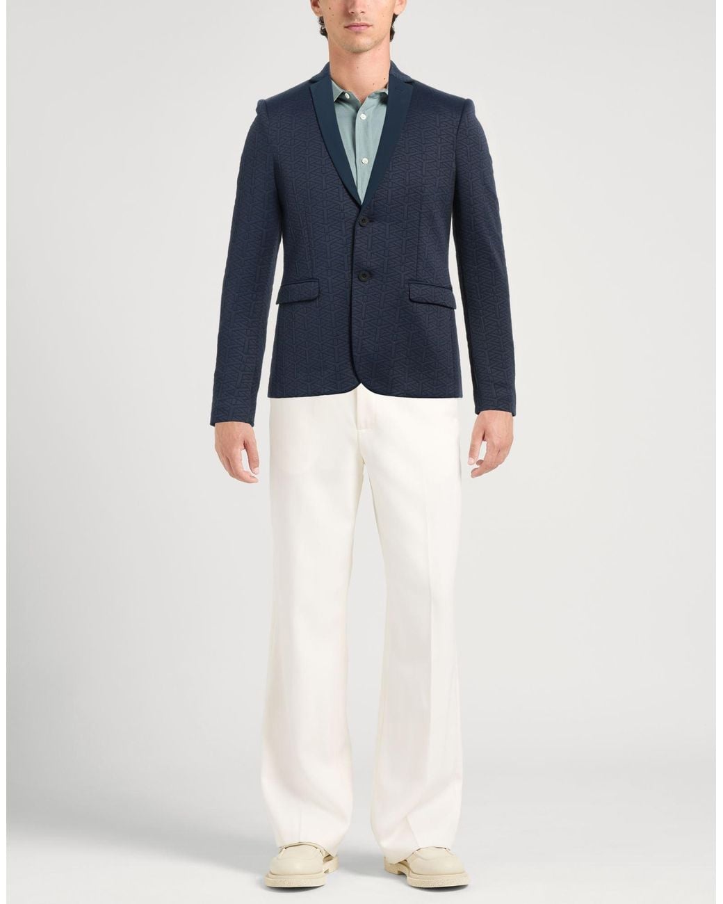 Patrizia Pepe Blue Stretch Jersey Single-Breasted Blazer for men