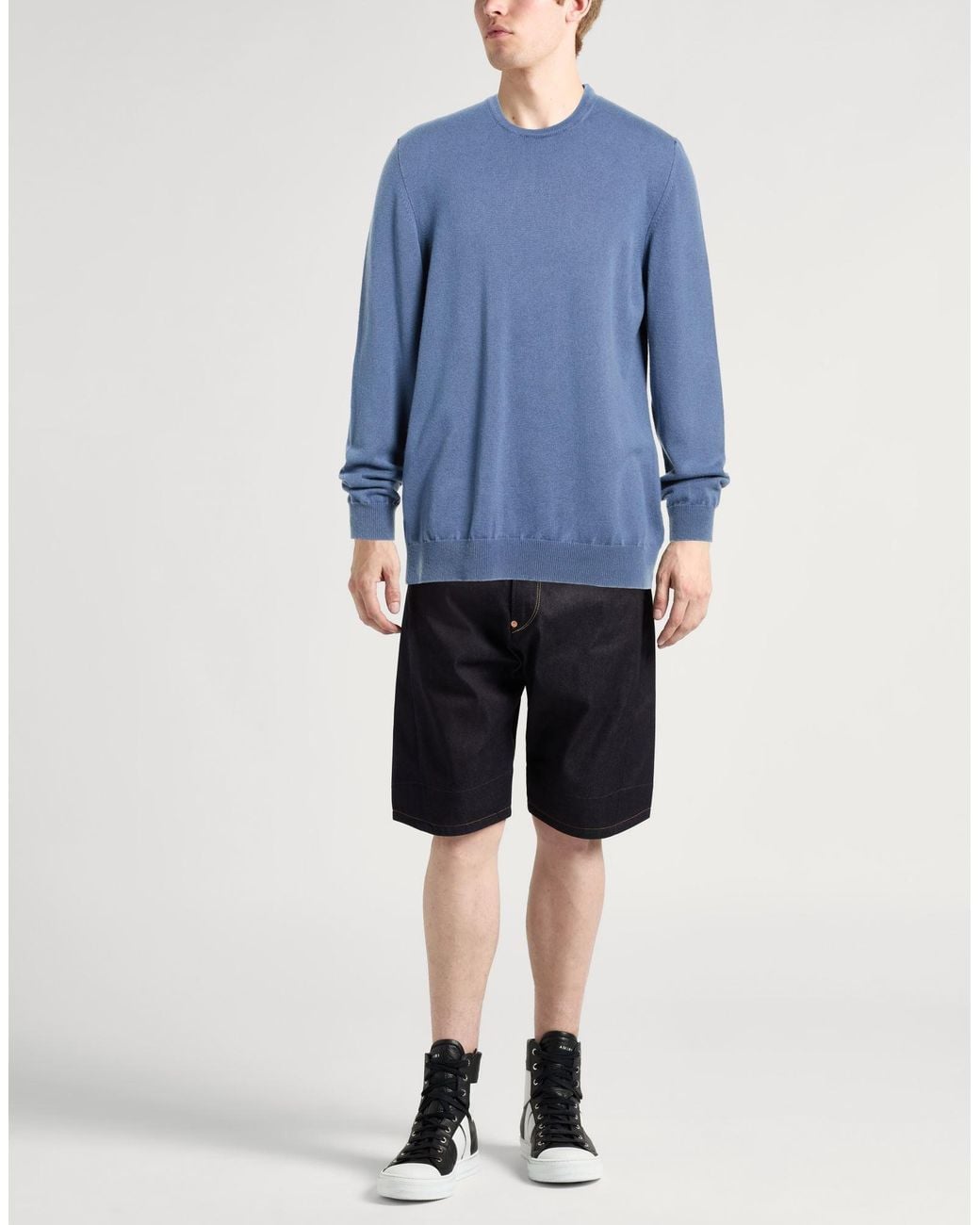 Fedeli Blue Sweater Cashmere for men