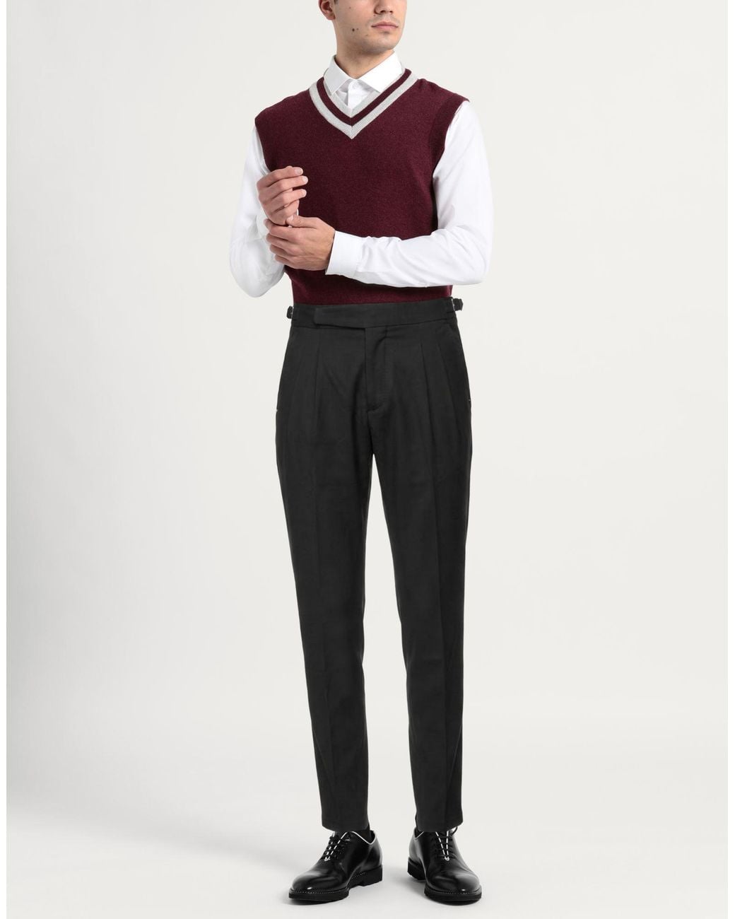 Entre Amis Black Pants Cotton, Polyamide, Elastane for men