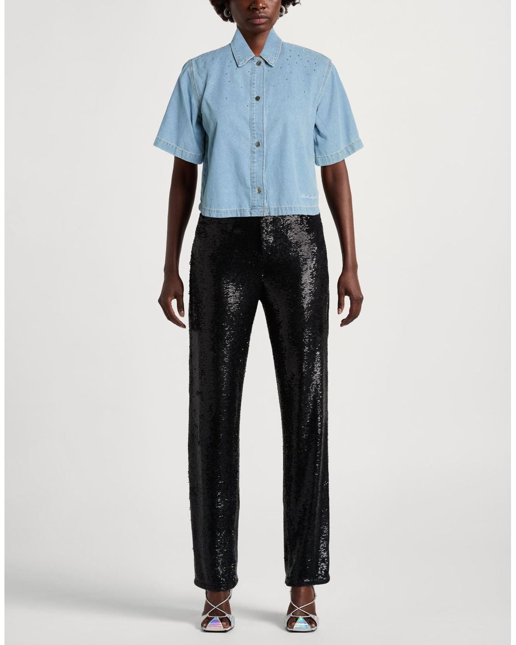 Karl Lagerfeld Blue Denim Shirt Cotton