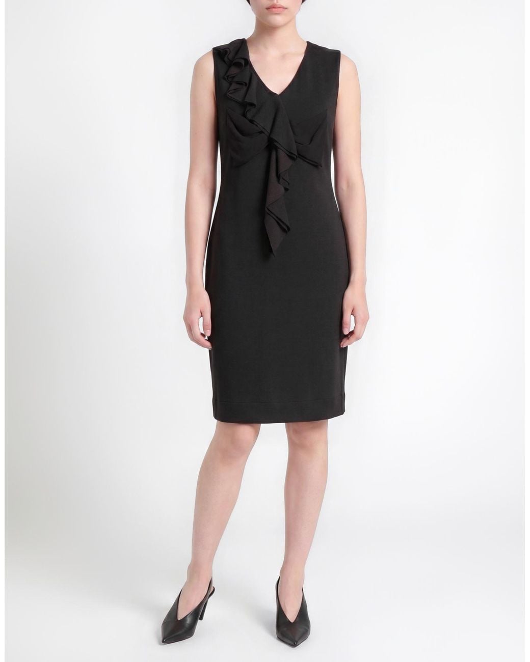 SEVENTY VENEZIA Black Mini Dress Virgin Wool, Viscose, Polyamide, Silk