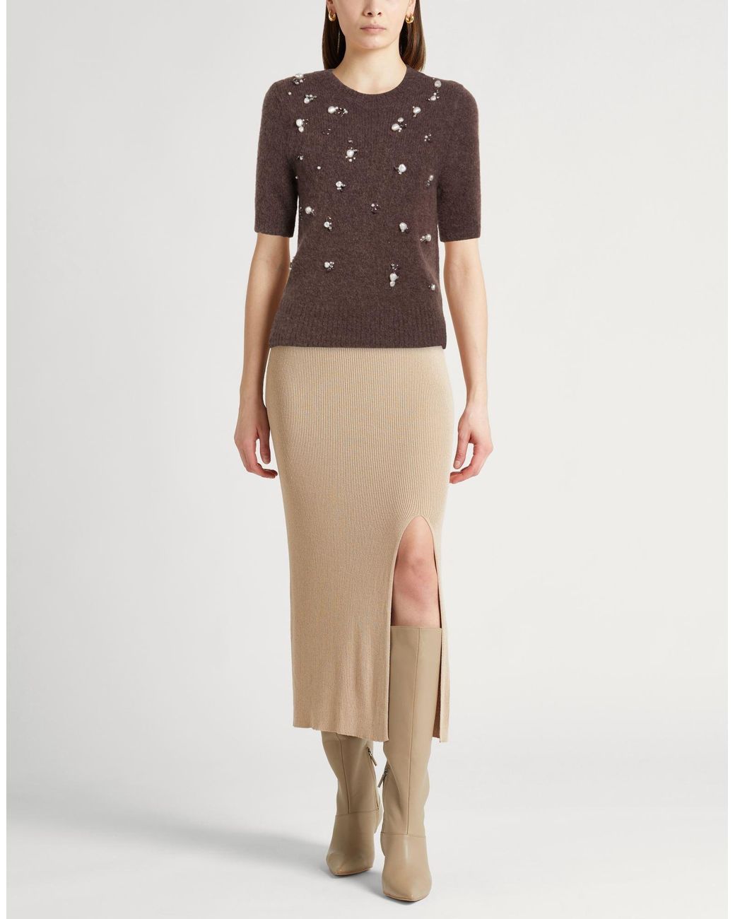Dorothee Schumacher Brown Sweater Alpaca Wool, Polyamide, Wool, Elastane