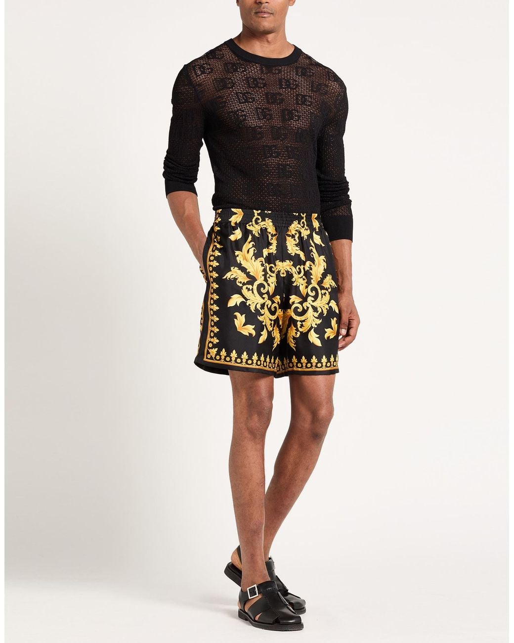 Versace Black Shorts & Bermuda Shorts Silk for men
