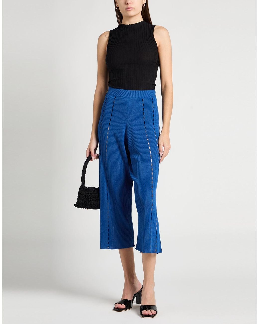 Manila Grace Blue Pants Viscose, Polyester