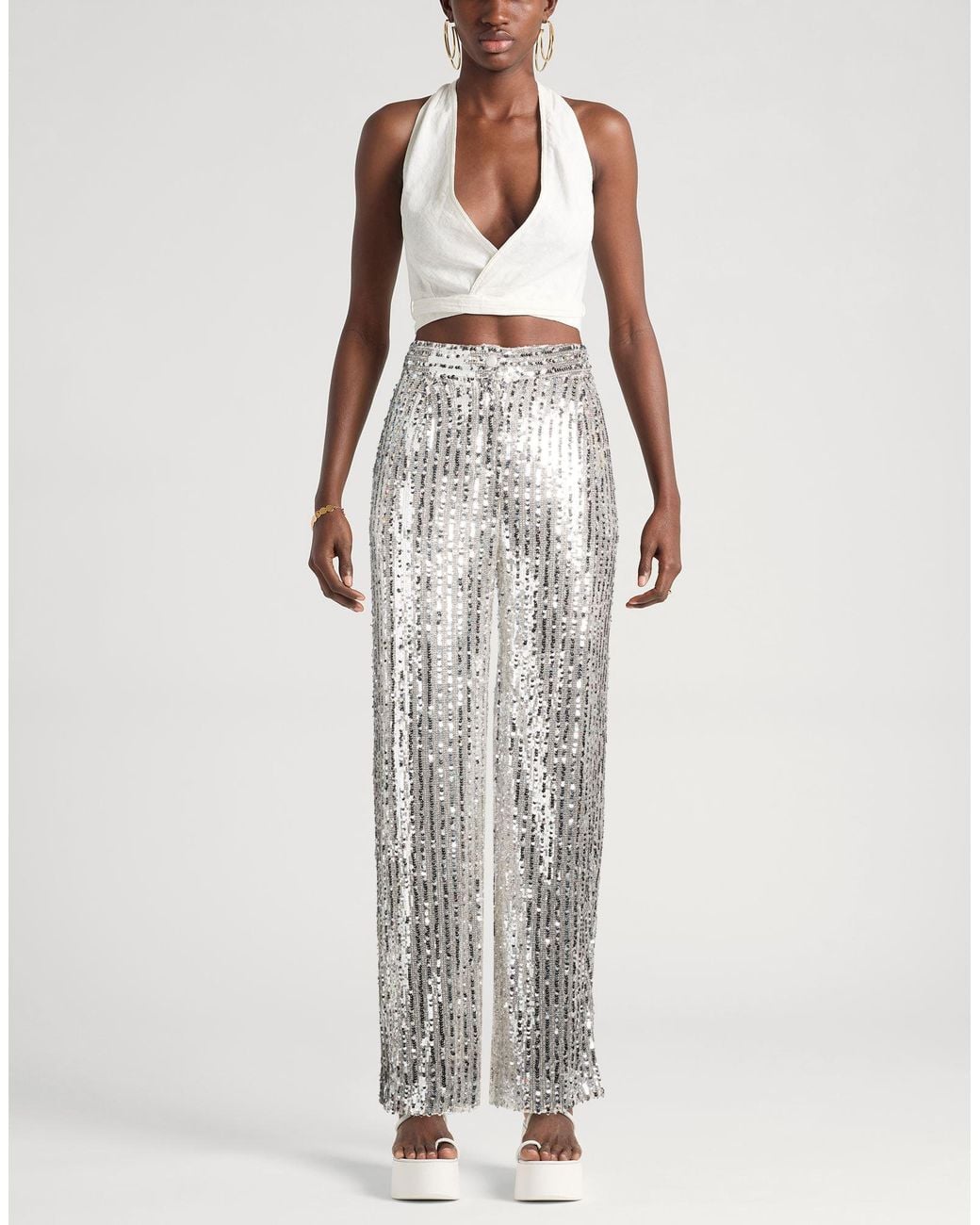 Suoli White Pants Polyester, Elastane