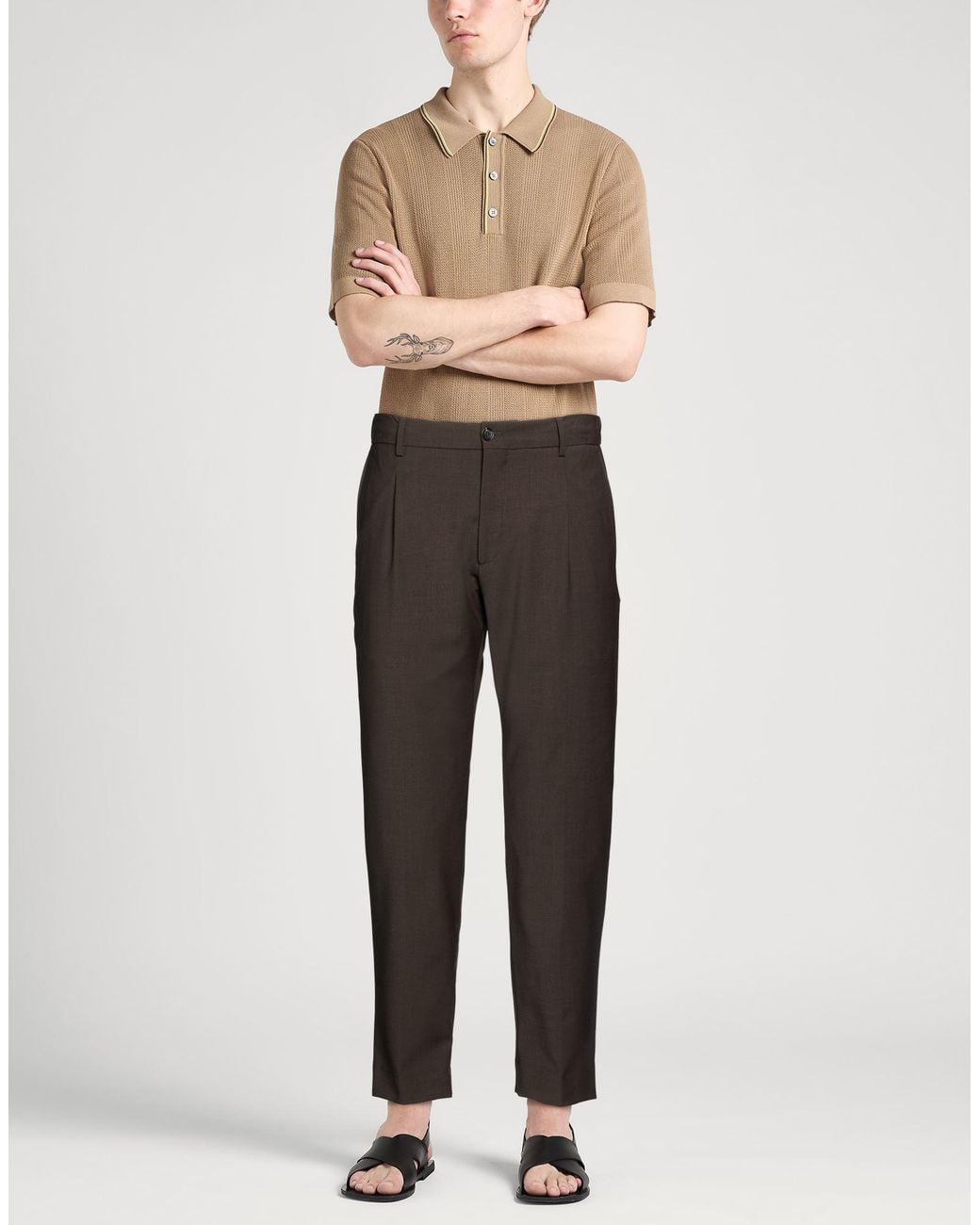 BE ABLE Gray Dark Pants Wool, Polyester, Elastane for men