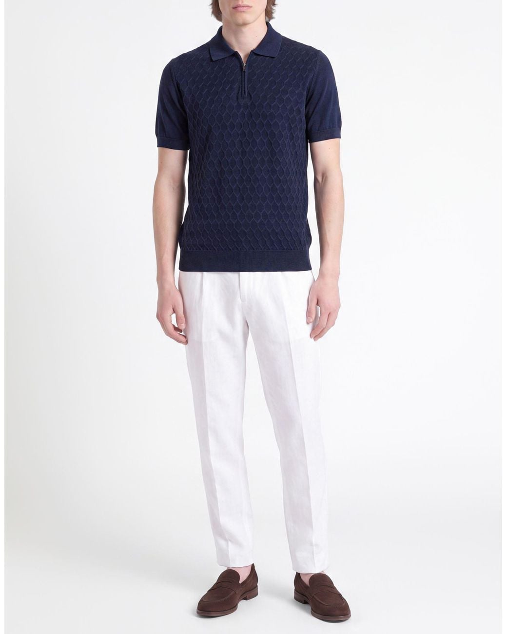 Fedeli Blue Polo Shirt Cotton for men
