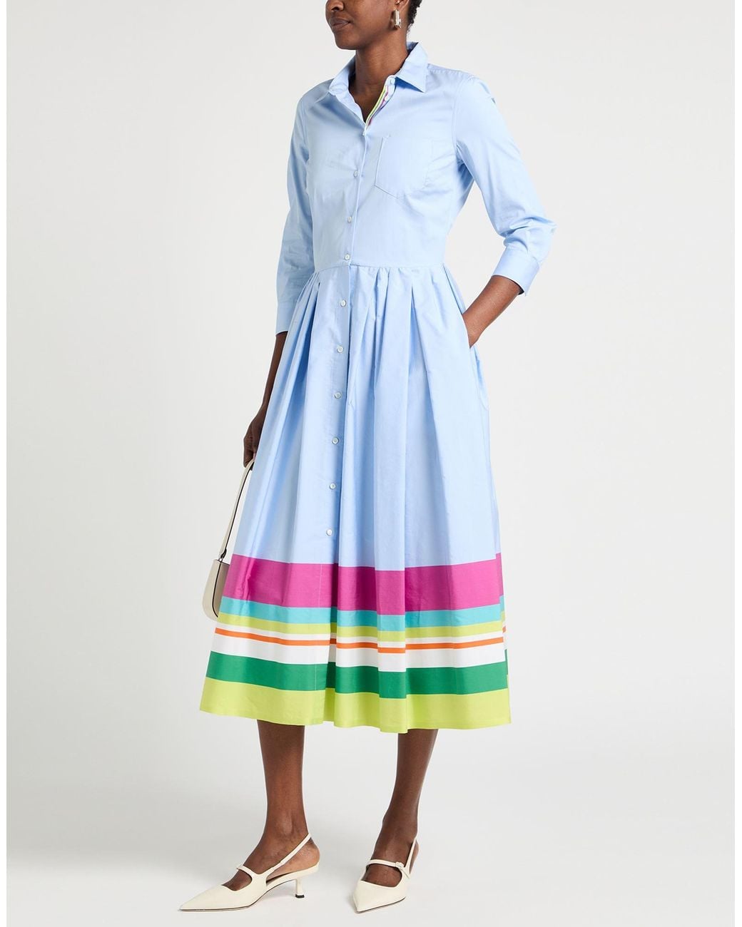 Sara Roka Blue Midi Dress Cotton