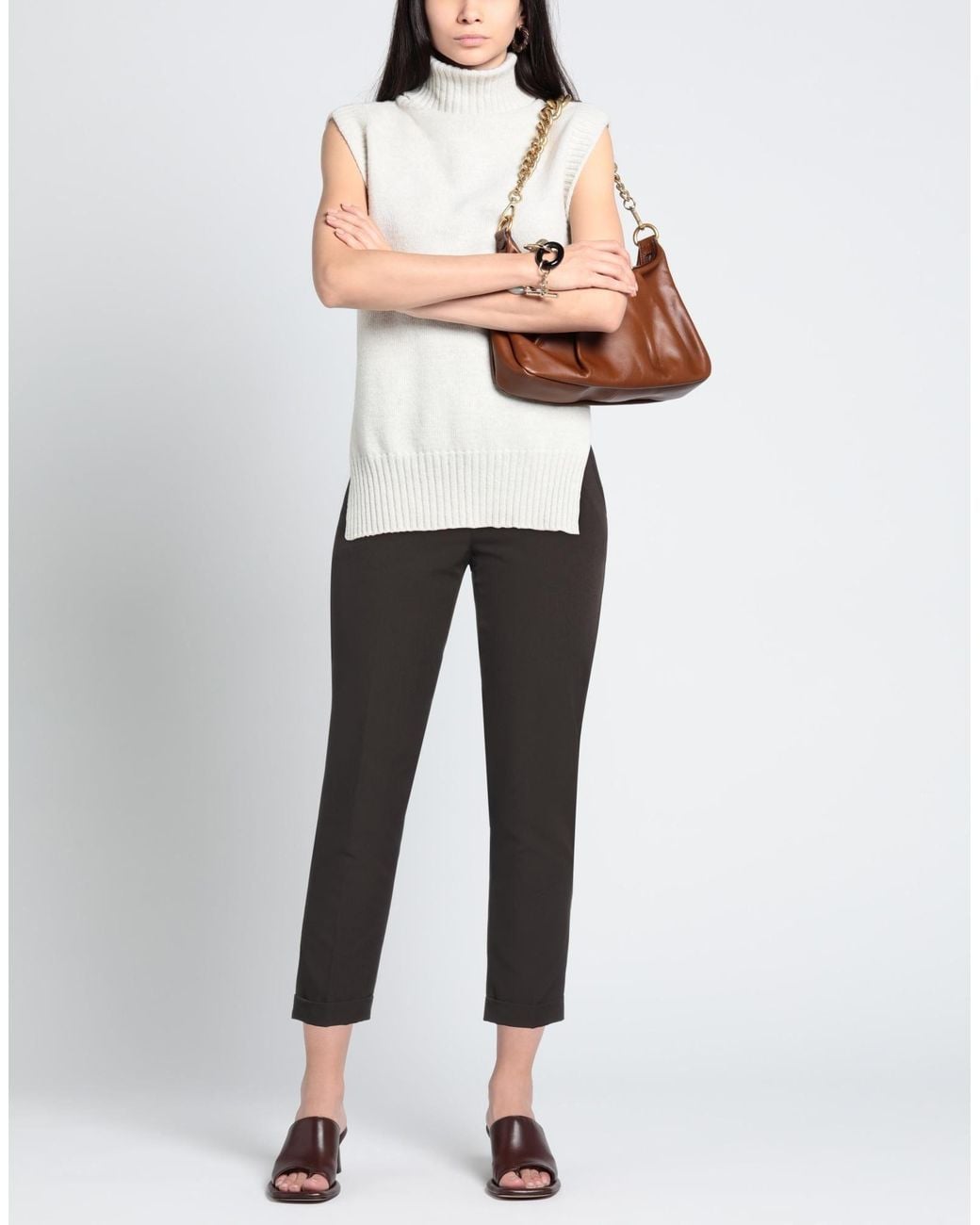 19.70 Nineteen Seventy Gray Pants Polyester, Elastane