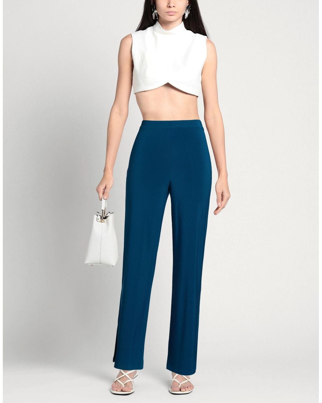 FRANK LYMAN Blue Pants Polyester, Elastane