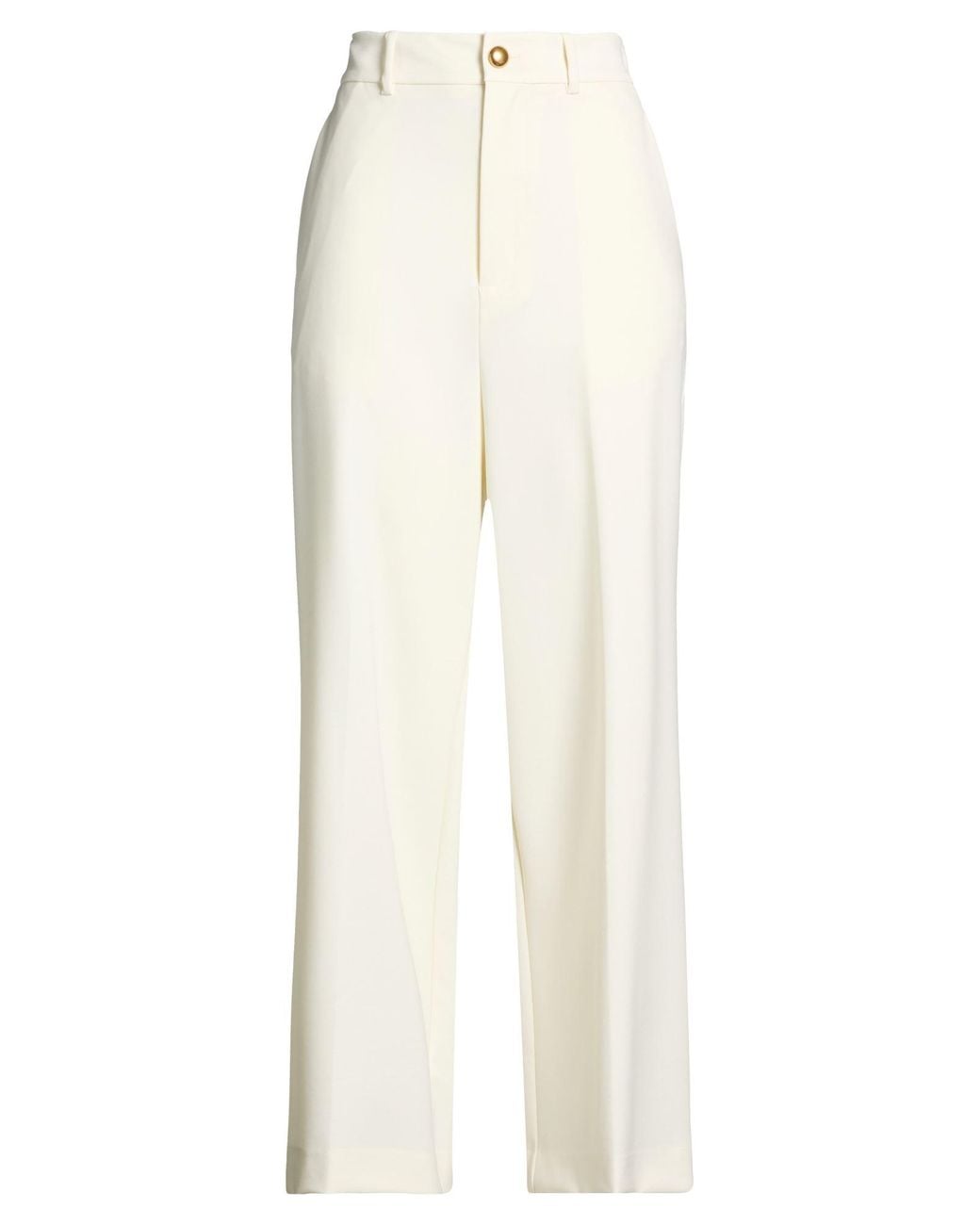P.A.R.O.S.H. White Cream Pants Virgin Wool, Elastane