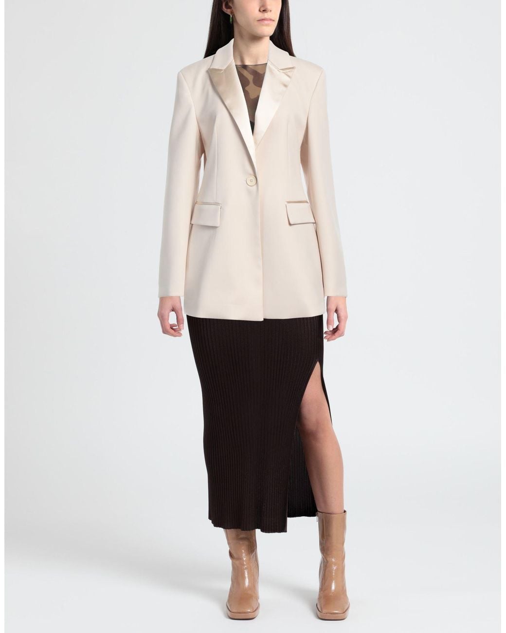 Semicouture Natural Blazer Polyester, Virgin Wool, Elastane