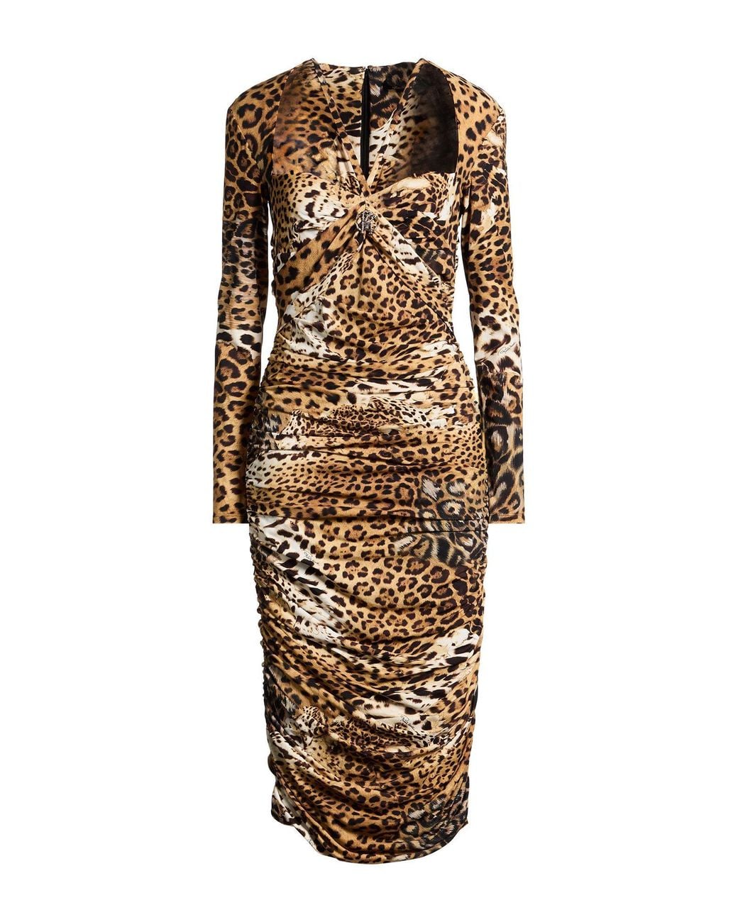 Roberto Cavalli Natural Sand Midi Dress Polyamide, Elastane