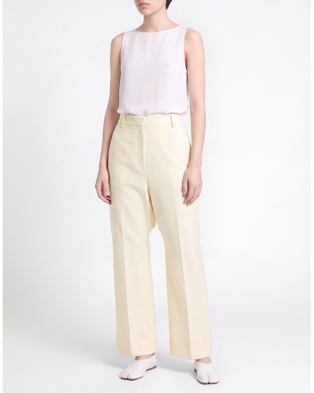 SUTURA BE A POEM White Cream Pants Viscose, Virgin Wool, Polyamide, Elastane
