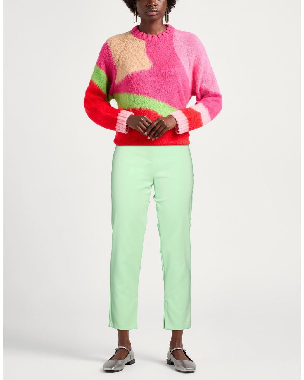 Relish Green Pants Polyester, Elastane