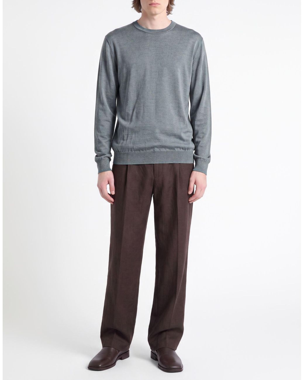 Fedeli Gray Deep Sweater Cashmere, Silk for men