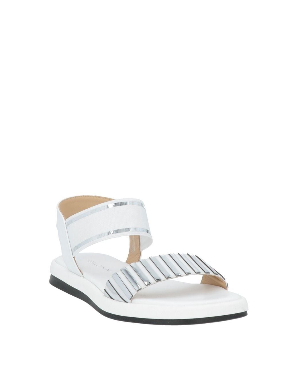 Baldinini White Sandals Leather, Textile Fibers