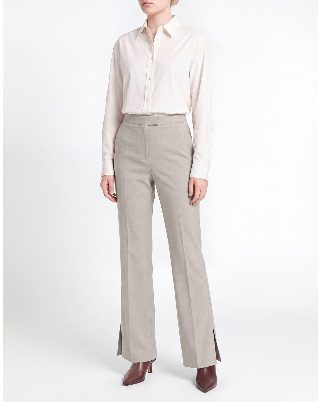 Boss Gray Pants Viscose, Polyester, Elastane
